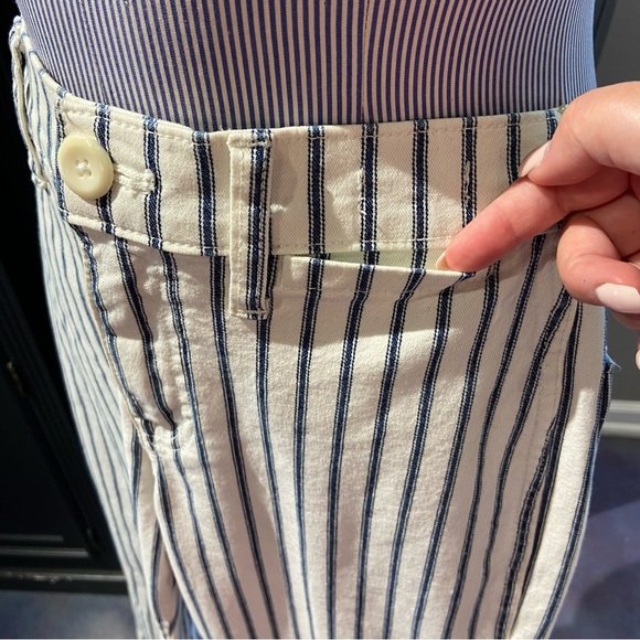 J. Crew Slim Wide Leg Striped White Jeans – Size 24P - Picture 9 of 12
